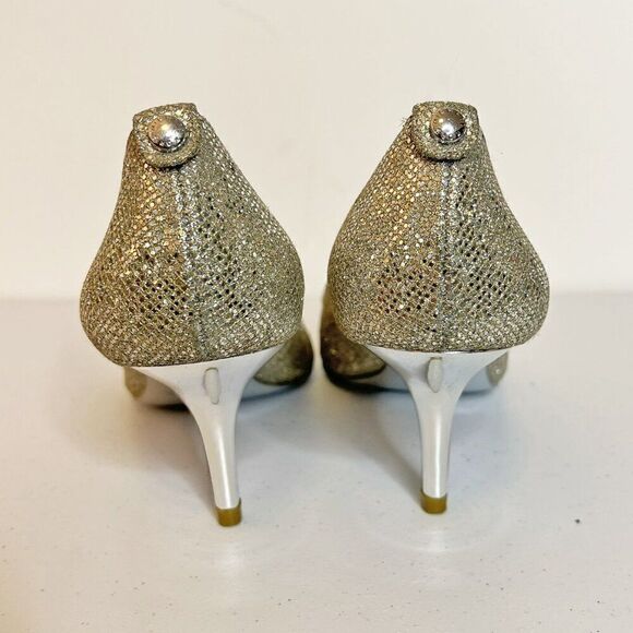 MICHAEL Michael Kors Silver Sequin Look Peep Toe Pumps - Picture 6 of 8